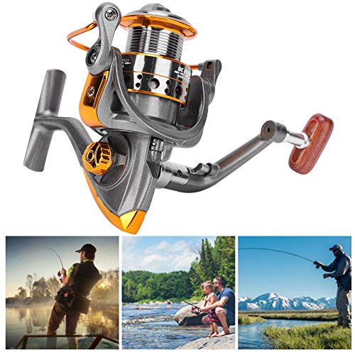 XINMYD Angelrolle, tragbare 13-Wellen-Metall-See-Angelrute Angelrolle Angelzubehör Silbergrau – Bild 8