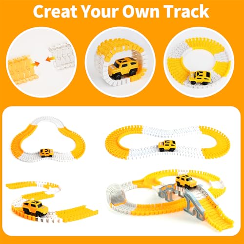 329 Stück Rennbahn-Set für Kleinkinder, Auto-Spielzeug, Flexible Autospuren mit 6 Autos, Geschenke für Kinder 3 4 5 6 Jahre alt Jungen Mädchen