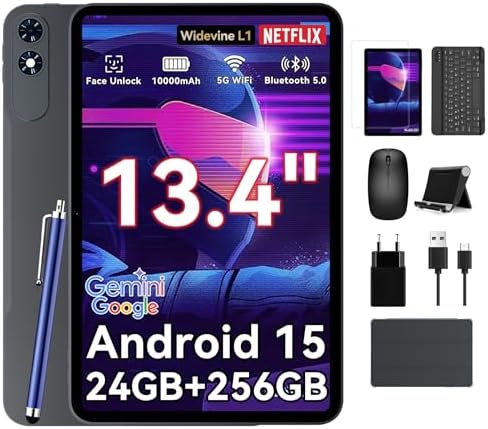 13 Inch Large Tablet,Android 15 Tablets with Gemini AI,24GB RAM+256GB ROM, 120Hz, Octa-Core,10000mAh Fast Charge, WiFi6, Large Android Tablet with Keyboard and Pen Gaming Office Suite-2-Year Warranty 13 Inch Large Tablet,Android 15 Tablets with Gemini AI,24GB RAM+256GB ROM, 120Hz, Octa-Core,10000mAh Fast Charge, WiFi6, Large Android Tablet with Keyboard and Pen Gaming Office Suite-2-Year Warranty