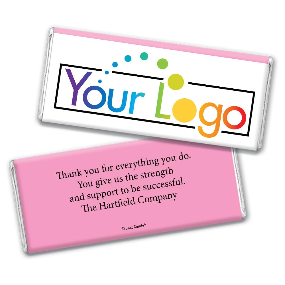 50 Pcs Personalized Candy Promotional Products Add Your Logo Chocolate Bars - Pink