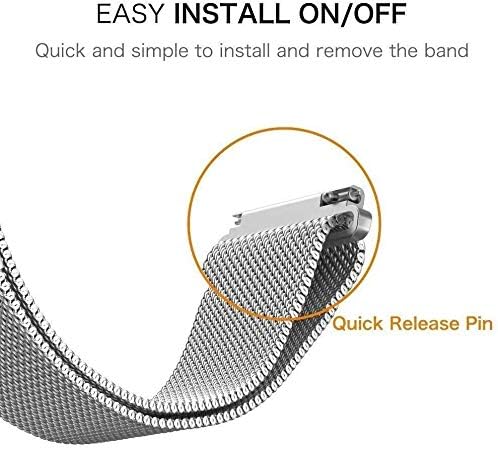ACESTAR 2Pack Bands Compatible with Samsung Galaxy Watch 3 45mm Bands,22mm Stainless Steel Metal Bands+Mesh Loop Bands for Galaxy Watch 3 45mm Men Women