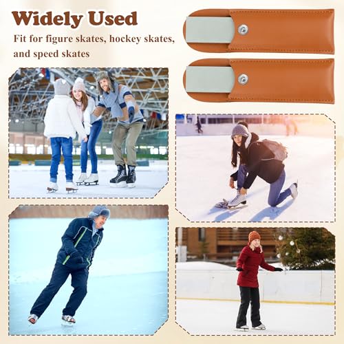 Anglekai 2PCS Ice Skate Sharpener, Hockey Skate Blade Sharpener Tool with 2PCS Leather Covers for Sharpening