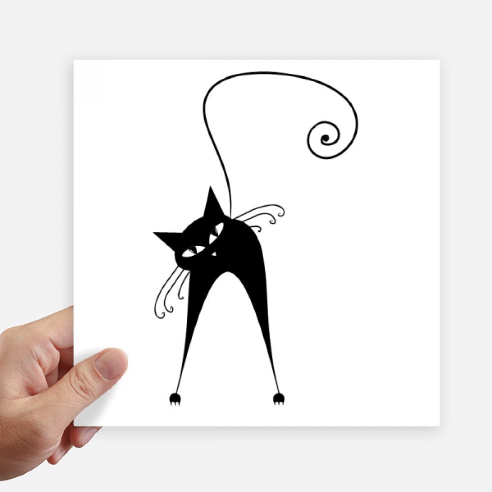 Silhouette Chat Noir Halloween art sticker de finition carrée 20cm pour carrosserie moto