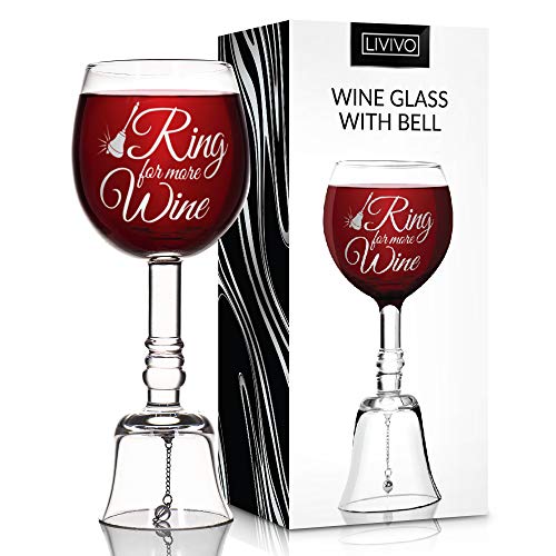 'Ring for Wine' Novelty Wine Glass with Built-in Bell