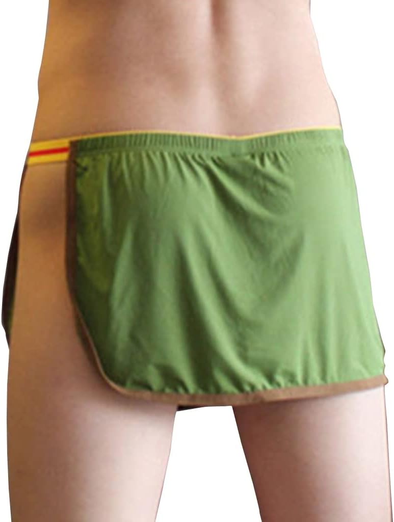 ZAYZ Men Split Skirt Boxer Underwear Low Rise Sexy and Hot Thong G-strings Panties Bulge Pouch Active Shorts, 2 Pack (Color : Green, Size : X-Large)