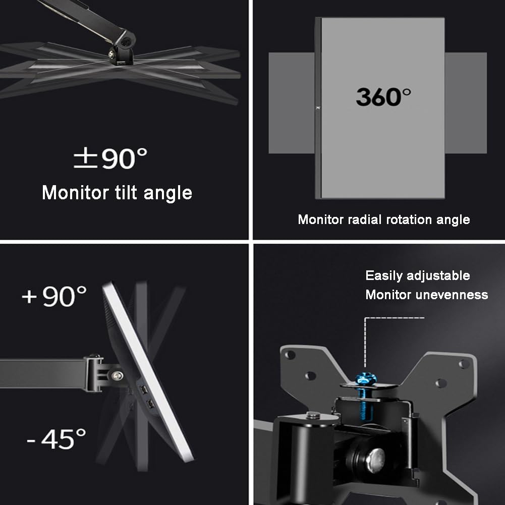 Supporto per Monitor da scrivania, Supporto Completamente Regolabile per impieghi gravosi, Supporto per Schermo Verticale impilabile Adatto per schermi da 27-34 Pollici (F)