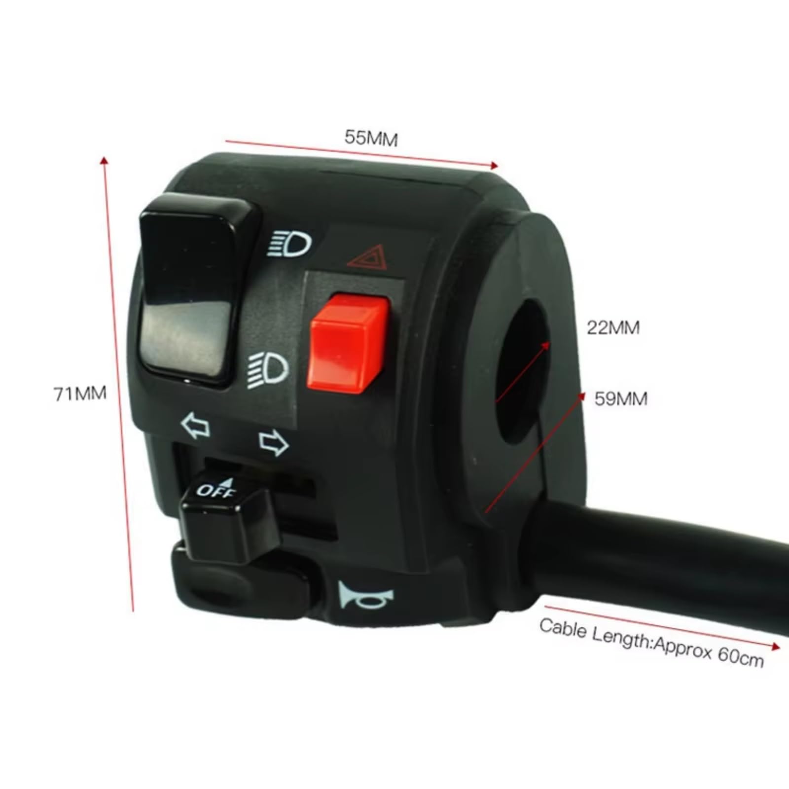 Interruttore A Pulsante Sinistro Da 22mm Indicatori Di Direzione Moto Universale Abbaglianti/anabbaglianti Fari Fendinebbia E Indicatori Di Direzione Manubrio Kill Interruttore