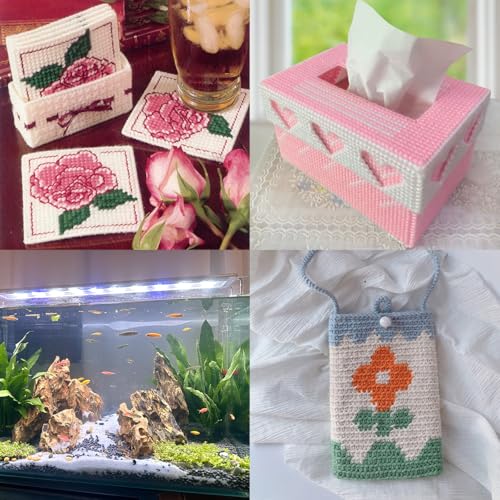 Image of 4 Pack Plastic Canvas Mesh Sheets 10.23x13'' - Durable Needlepoint Canvas for Embroidery, Acrylic Yarn Crafts, Knitting & Crochet Projects, Aquarium Dividers, Therian Masks, DIY Decorations