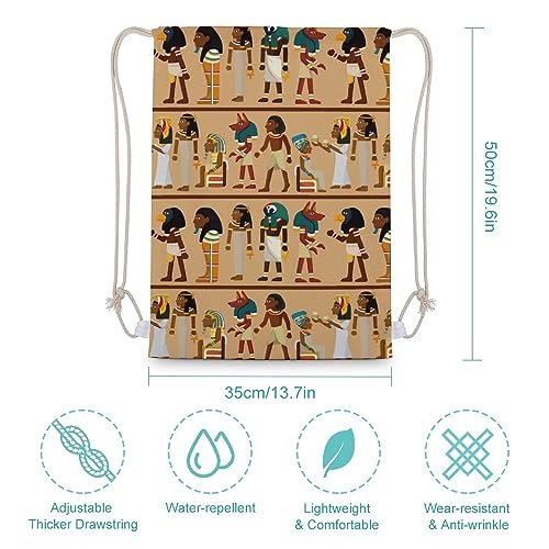 Egypt Pharaoh Pattern Drawstring Backpack Cute String Bag Canvas Daypack Travel Sackpack 35x50cm - Image 3