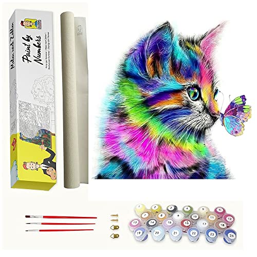 Kit De Pintura Por Números Para Adultos Y Niños - Lienzo 40x50 Cm Con Marco, Diseño Arcoíris