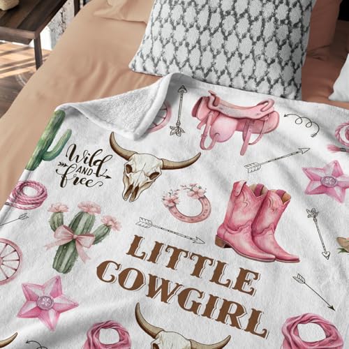 Image of Pink Western Blanket, Western Decor for Nursery Room, Baby Blankets for Girls, Cowgirl Baby Blankets, Cowboy Baby Stuff, Soft Warm Lightweight Nursery Bed Blanket for Newborn Toddlers Daughter