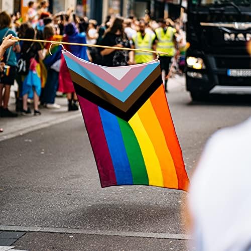 Jsdoin Gay Pride Flags, Rainbow Flags Large for LGBTQ, Progress Gay Pride Flags for Party Parades, Carnivals, Festival Decorations and Celebrations, Indoor and Outdoor (5*3ft, 1pc)