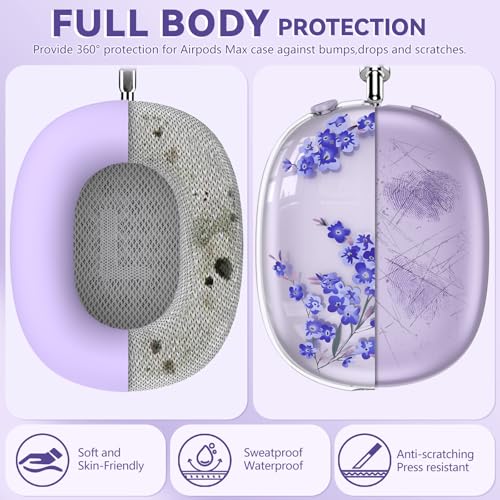 Capa de silicone para fones de ouvido AirPods Max, capa transparente de TPU macio, capa para fone de