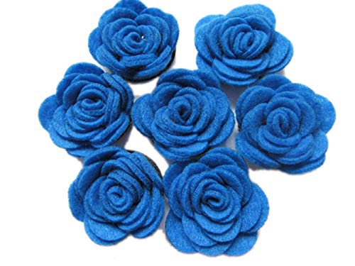 Image of YYCRAFT Pack of 20PCS Felt Rose 1.5 inch 4D Flower Applique /Bow (Style A, Royal)