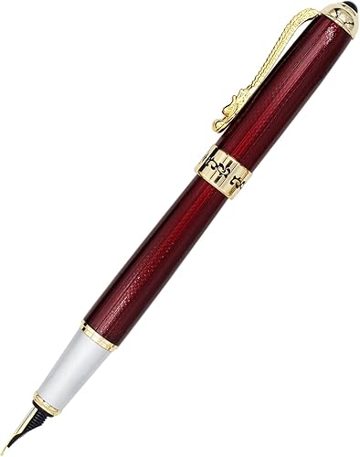Miniatura 8 de Gullor Pluma estilográfica con convertidor de tinta, clip de dragón dorado, bolígrafo ejecutivo para escritura suave, punta fina, oro