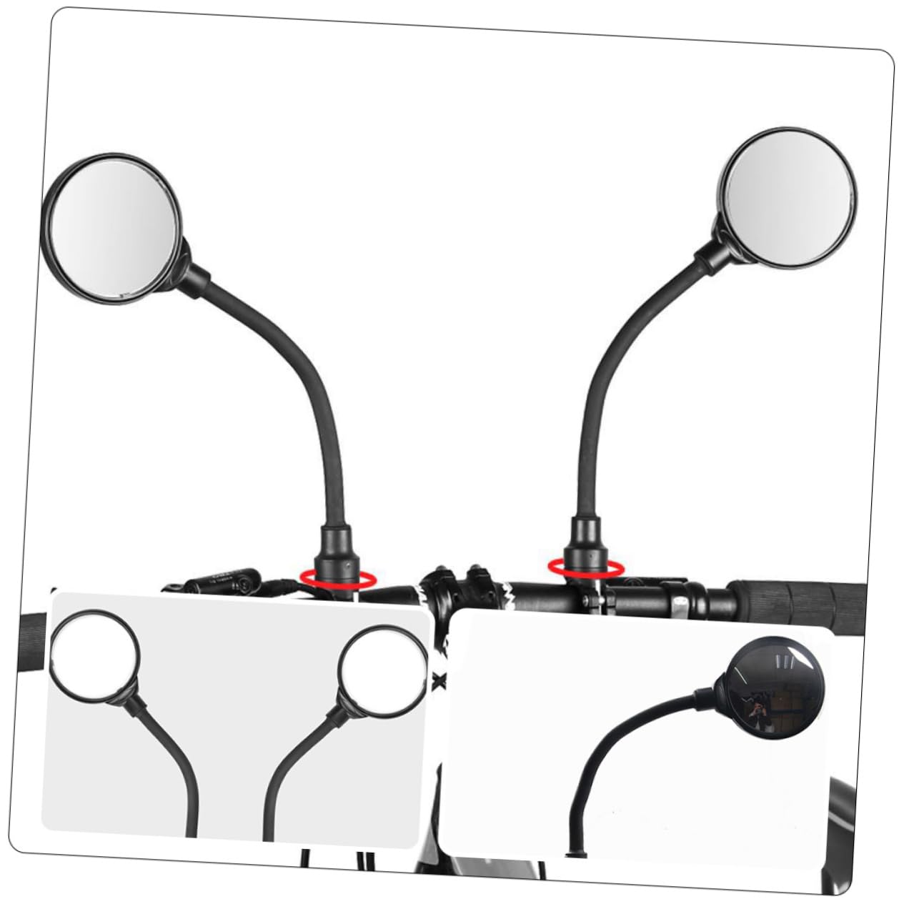 Specchietto Retrovisore Bici Manubrio Regolabile 2 Pezzi Nero | Lente Vasta e Nitida, Alluminio Abs Acrilico, per Mountain Bike e Bici da Corsa