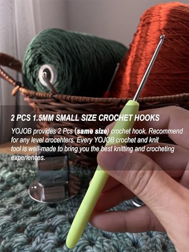 Image of 2Pcs 1.5mm Small Crochet Hooks, Ergonomic Small Lace Crochet Hook for Beginners, Crochet Needles for Crocheting, Smooth and Comfortable for Arthritis (1.5mm)