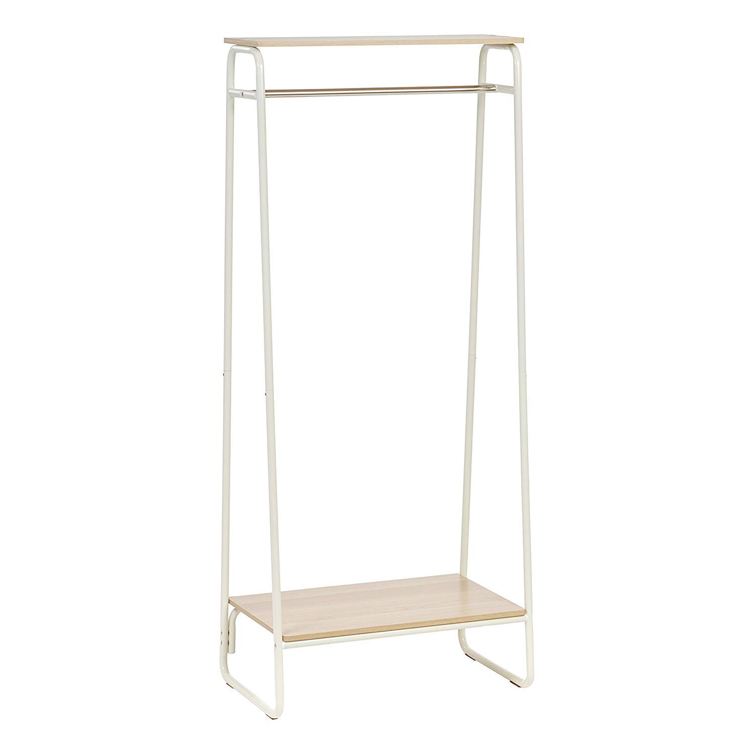 Iris Ohyama Appendiabiti in Metallo con Ripiano in Legno, 2 Livelli, Bianco, Design Moderno, Solido, Anti scivolo, Per Camera, Studio, Armadio, Abbigliamento e Scarpe, Montaggio Facile, PI-B2