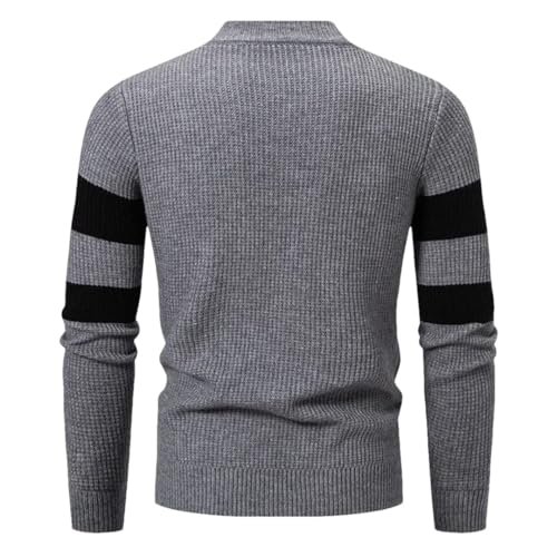 Men's Casual Warm Color Matching Sweater Long Sleeve Knit Top Jumper3