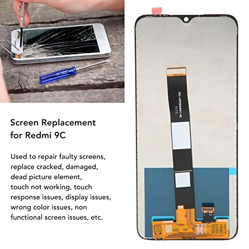 Substituição de tela para Redmi 9A 9C, conjunto de digitador de tela de toque de LCD para celular co