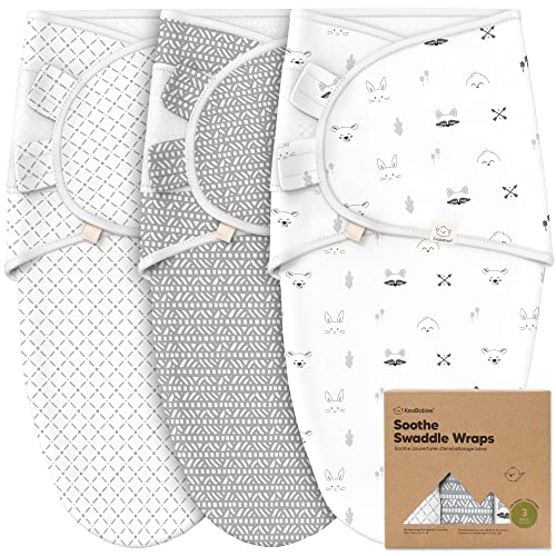 KeaBabies Sacs de Sommeil Bio pour bébé - 3 Paquets de Langes pour bébé Nouveau-né 0-3 Mois - Sac de Sommeil Ergonomique pour bébé - Sac de Lange pour bébé - Sac de Couchage pour bébé