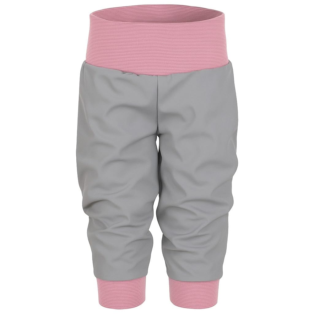 Lilakind Softshell Hose Babyhose Kinderhose Herbst Winter Gefüttert Regenhose Einfarbig Grau Gestreift Rosa Gr. 50/56-134/140 – Made in Germany