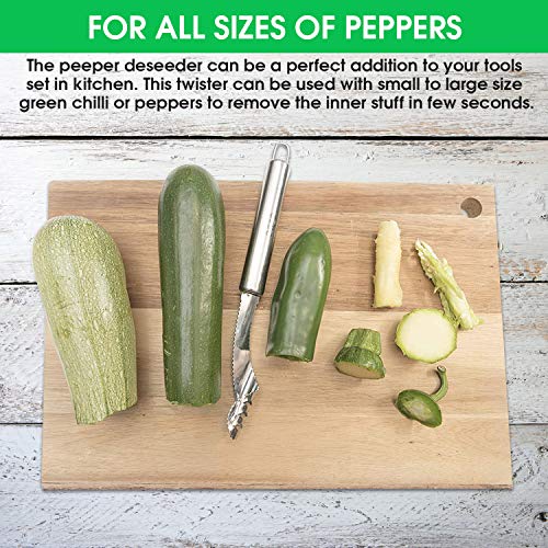Esre Stainless Steel Pepper Core Remover, Jalapeno Pepper Corer Tool Chili Deseeder, Sharp Edge Kitchen Gadget Seed Remover Dishwasher Safe, Slice Off Vegetables Tops For Barbecue #TOP4