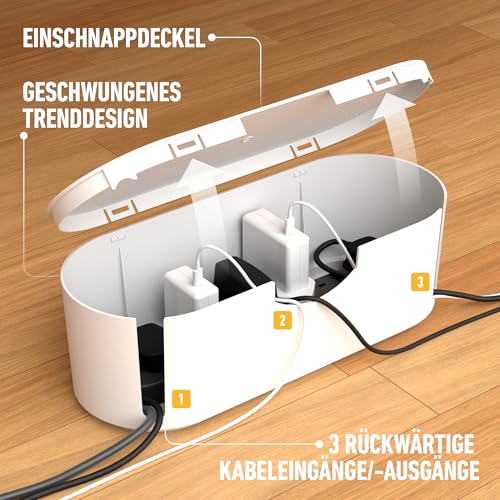 D-Line Kabelbox, Steckdosenleiste verstecken, Kabelmanagement für Schreibtische, TV-Kabel organisieren… – Ansicht 5