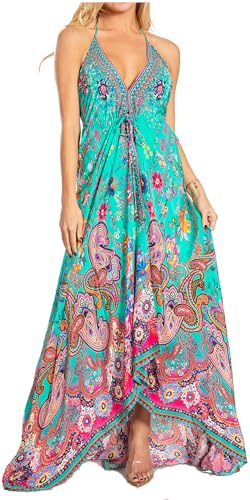 Image of Sakkas Lizi 2025 Womens Maxi High-Low Halter Handkerchief Long Dress Beach Party