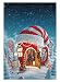 Funnytree 5x7ft Vinyl Christmas Candy Cup House Photography Backdrop Snow Pine Tree Red and White Stripes Background Children Newborn Baby Portrait Photo Studio Photobooth Props