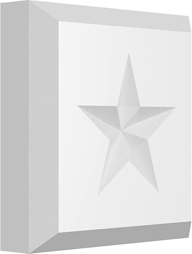 Ekena Millwork ROSP030X030X075SDG07 - Roseta estándar con borde biselado, 3 pulgadas de ancho x 3 pulgadas de alto x 34 pulgadas de alto