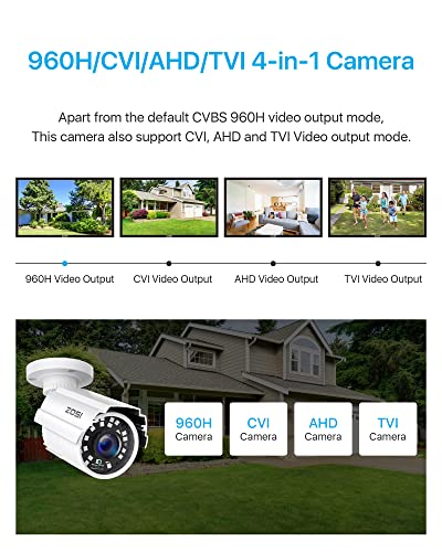 Zosi 1080P 2.0Mp Hd 1920Tvl Hybrid 4-In-1 Tvi/Cvi/Ahd/960H Cvbs Cctv Security Camera Indoor Outdoor, 80Ft Night Vision,Aluminum Metal Cam, For 960H,720P,1080P,5Mp,4K Analog Surveillance Dvr (White) #TOP1