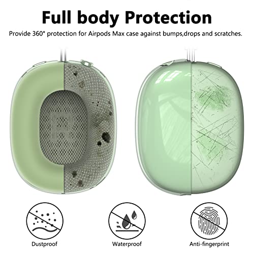Silicone Case Cover For Airpods Max Headphones, Clear Soft Tpu Ear Cups Cover/Ear Pad Case Cover/Headband Cover For Airpods Max, Transparent Accessories Silicone Protector For Apple Airpods Max, Green #TOP2