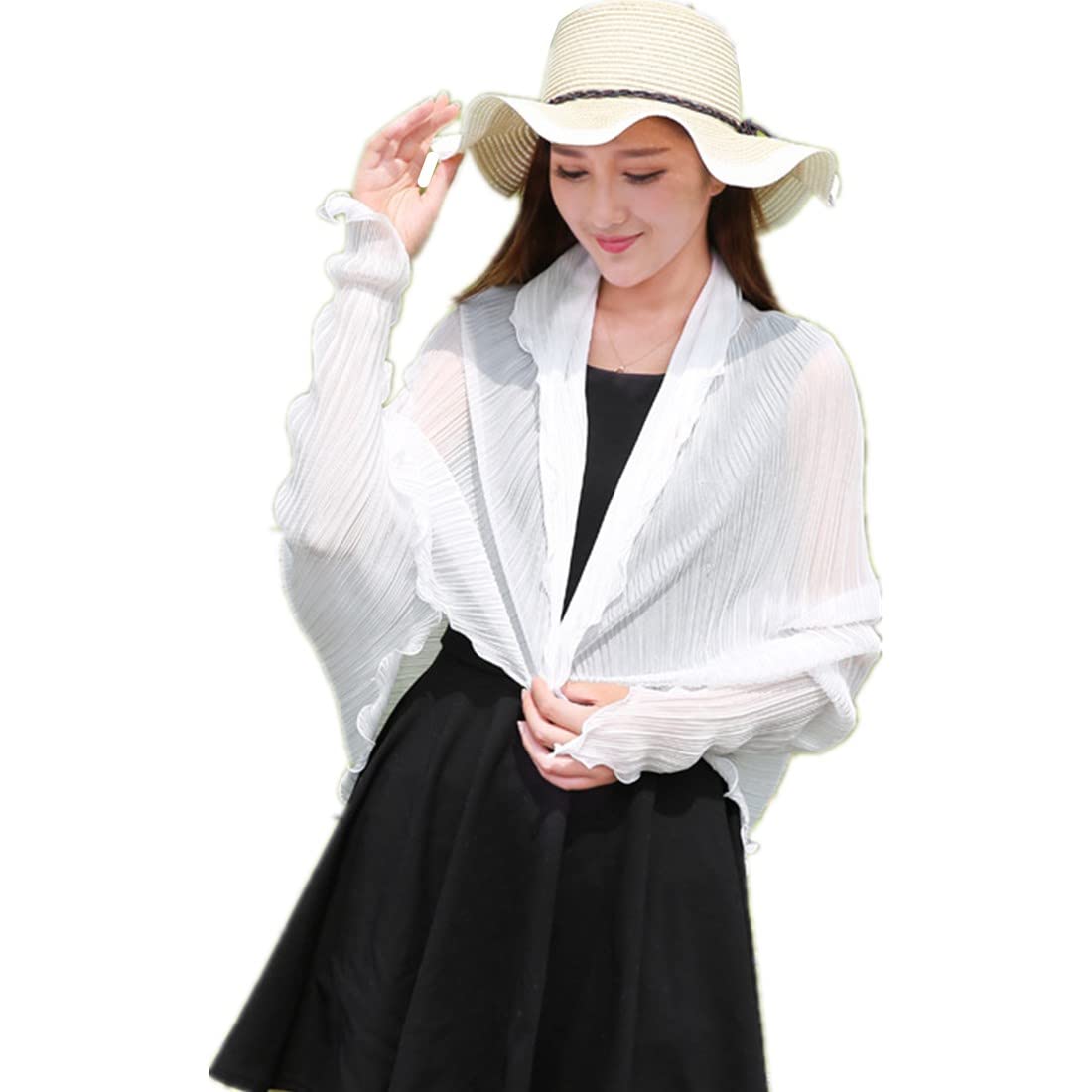 Châle D'Été Protection Solaire Femme - Style Français Léger Mousseline De Soie Plage