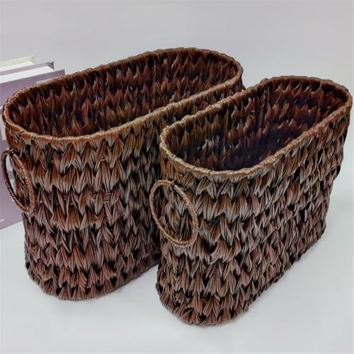 Miniatura 9 de Kfwfuaee Cesta De Almacenamiento De Higiénico De Mimbre Elegante Organizadores De Baño Estrechos Para 6 A 9 Rollos Portátil Para Armario Cesta De Organización