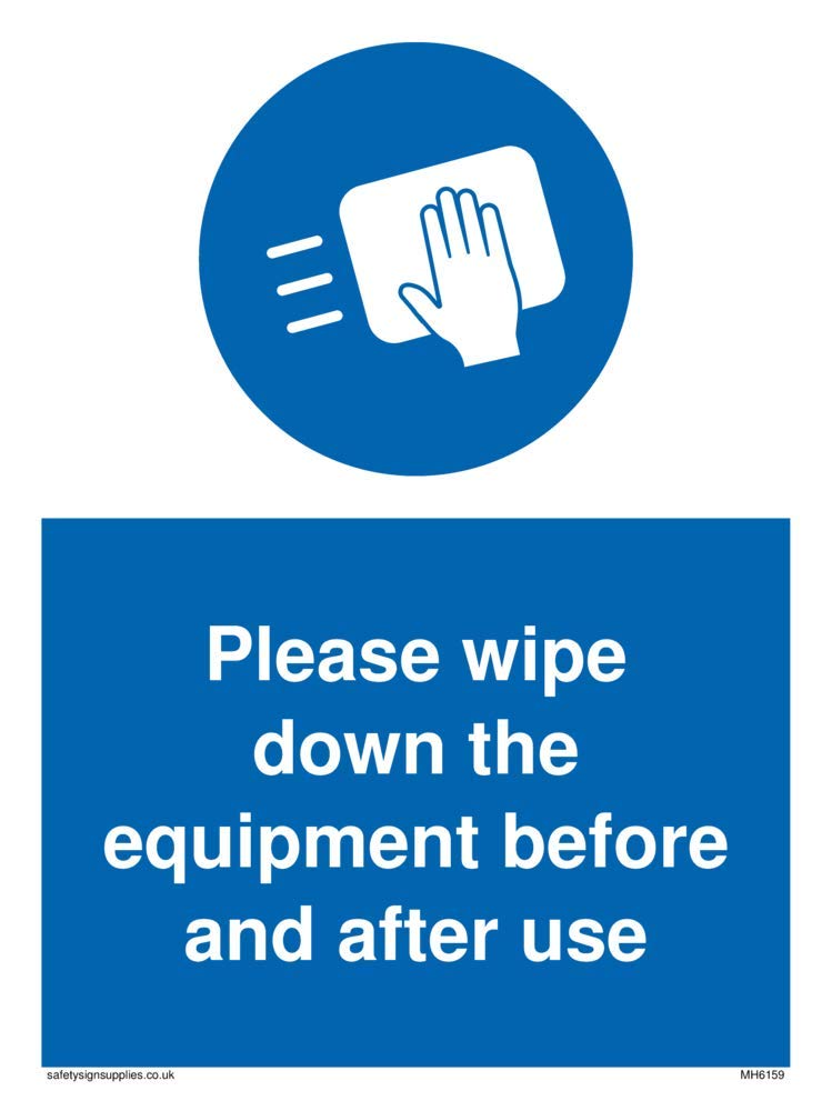 Viking Signs MH6159-A5P-V Please wipe down the equipment before and after use, 0.2 mm*200.0 mm*150.0 mm