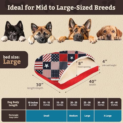 Image of Snoozer Rectangle Cozy Cave Dog Bed, Hooded Dog Bed, Starpatch Diamond (L)