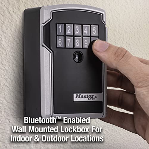 Master Lock Digital Lock Box for Keys with Code, Electronic Wall Mount Key Safe with Bluetooth Connection to iOS/Android App and Sharable Keypad Codes, 3-1/4 Inches Wide, ‎5441EC