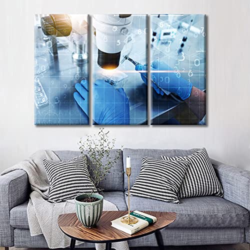 Image of TUMOVO Clinical Laboratory Wall Decor 3 Panels Medical Examination Pictures Wall Decor for Bedroom Young Scientist Wall Art Posters and Prints Framed Ready to Hang (36 inch Wx24 H)
