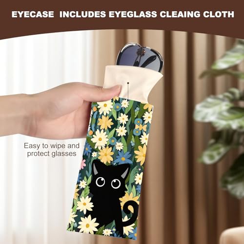 Image of Anikathy 2Pcs Sunglass Eyeglass Glasses Case Soft PU Leather with Cleaning Cloth Portable Glasses Pouch Bag for Men Women