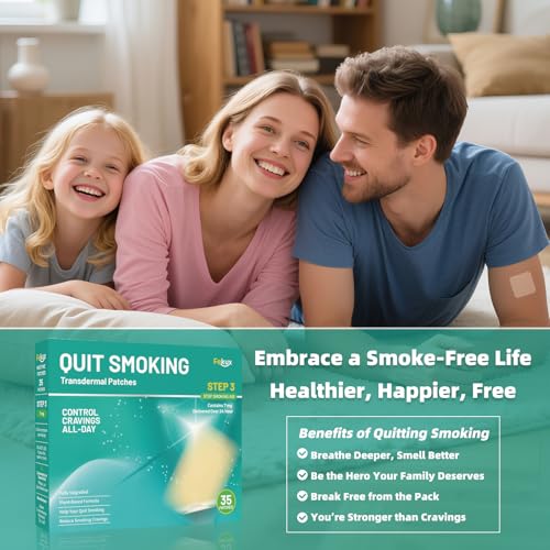 Fekux Quit Smoking Nicotine Patches Step 3, 7 mg Stop Aids Delivered Over 24 Hours Nicotine Transdermal Patch 35 Count Help to Quit Smoking Aids That Work