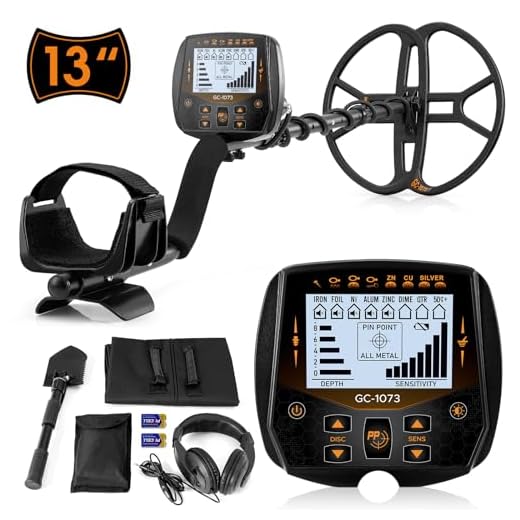 13" Metal Detector for Adults Professional, Double-D Waterproof Search Coil Gold Finder with Pinpoint, High Sensitivity DISC Mode, LCD Backlight Display Gold Detector