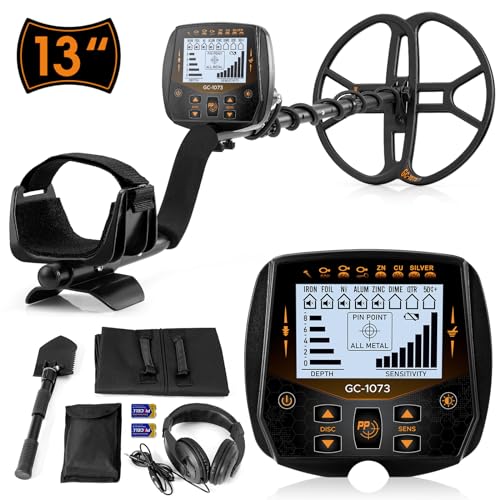 13" Metal Detector for Adults Professional, Double-D Waterproof Search Coil Gold Finder with Pinpoint, High Sensitivity DISC Mode, LCD Backlight Display Gold Detector by VVinRC - Used condition - US$125.99