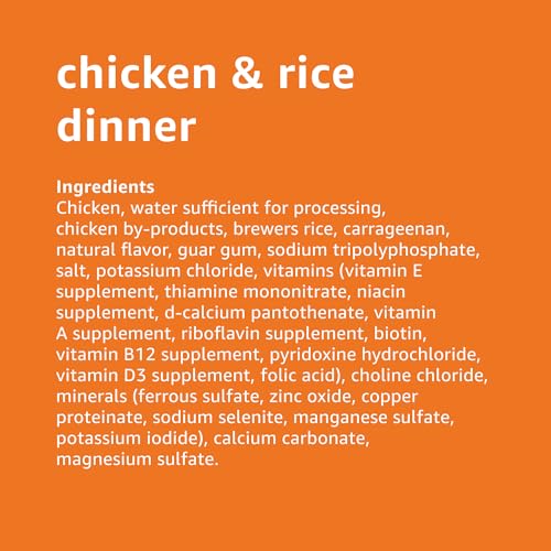 Image of Amazon Basics Chopped Ground Dinner Wet Dog Food Variety Pack, Chicken and Rice Flavor and Chopped Dinner with Chicken, Made with Natural Ingredients, 13.2oz Cans (Pack of 12)