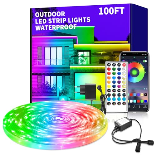 vimeepro Outdoor Wasserdicht LED Strip Light 30M mit Remote/APP Control Musiksynchronisation RGB Outdoor Led Rope Lights Farbwechsel LED band strip für Schlafzimmer Balkon Dach Garten Pool Treppen