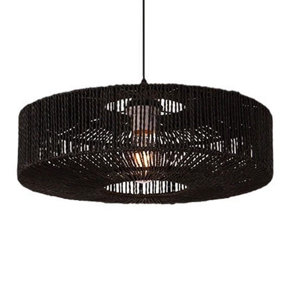 LQZCXMF Wabi-Sabi Style Black Pendant Light for Dining Room Vintage Hemp Rope Pendant Light Fixture Modern Style Farmhouse Chandeliers E26 Socket for Living Room, Kitchen, Bedroom and Restaurant