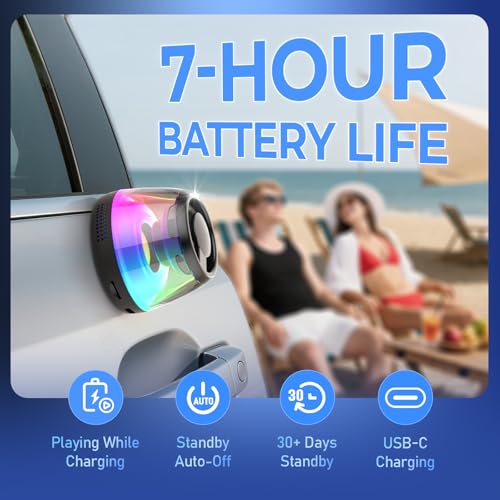 Image of PRUNUS M2 Magnetic Bluetooth Speaker, Portable Mini Bluetooth Speaker Small with Cell Phone Stand, 7H Play, 5W Internal-Magnet Loudspeaker,TWS, RGB Light, TF Card Play, with Magnetic Ring and Lanyard
