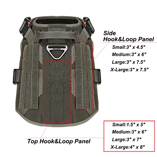 Icefang Tactical Dog Harness,Large Size, 2X Metal Buckle,Working Dog Molle Vest With Handle,No Pulling Front Leash Clip,Hook And Loop Panel #TOP3