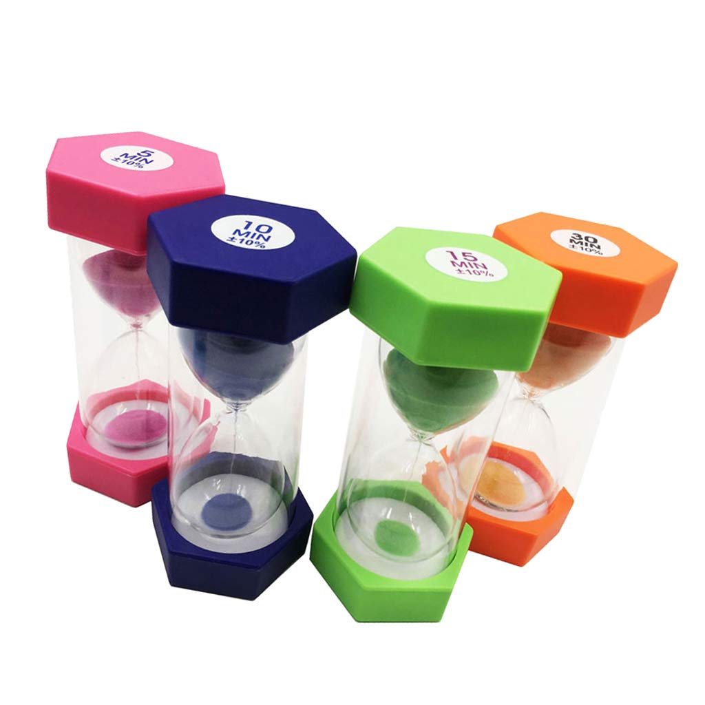 Lot de 4 sabliers pour cuisine, étude, yoga, exercice, jeux, lecture, sauna, salle de bain, café, restaurant – 5, 10, 15, 30 minutes
