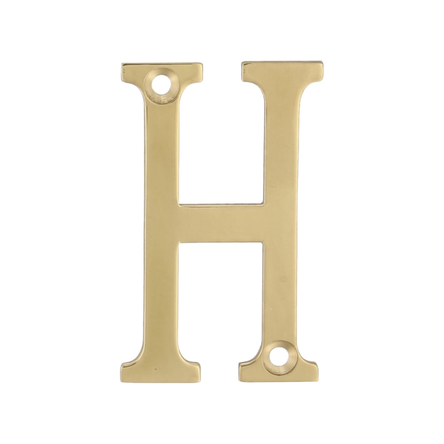 Amig 50mm Polished Brass Letter H for Screwing Indoors & Outdoors - Suitable for Doors Walls or Facades of Houses - Gold Finish